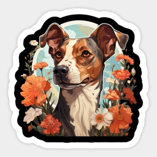 Cottagecore Cute Whippet Floral Dog Lovers Sticker